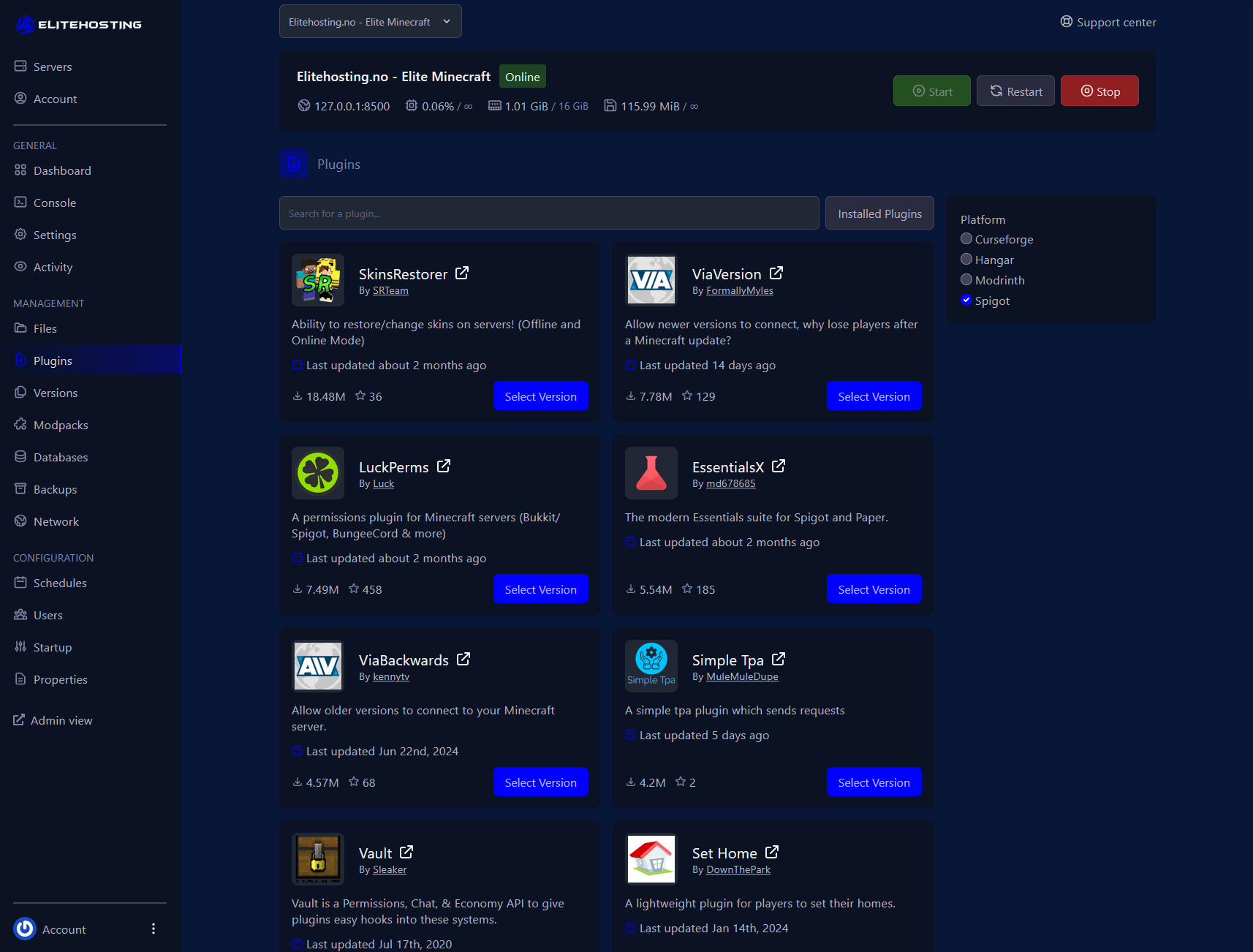 Plugin Manager Interface