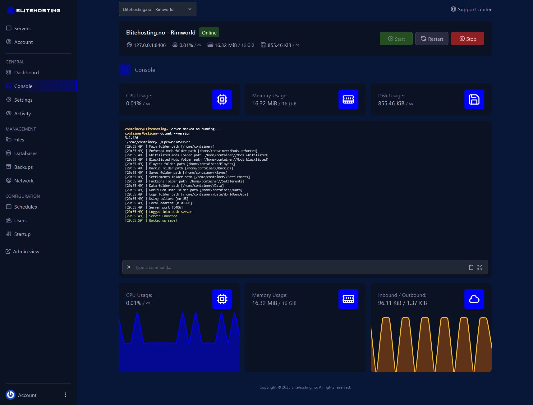 Rimworld Control Panel
