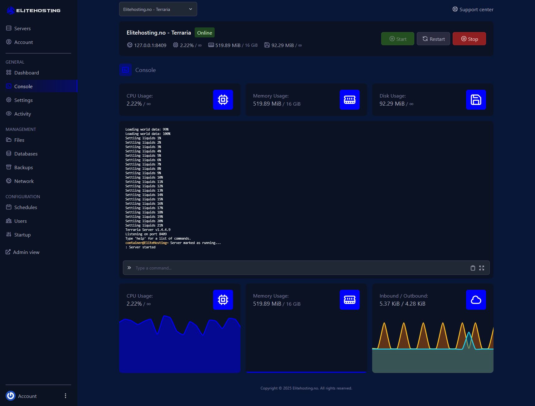 Terraria Control Panel